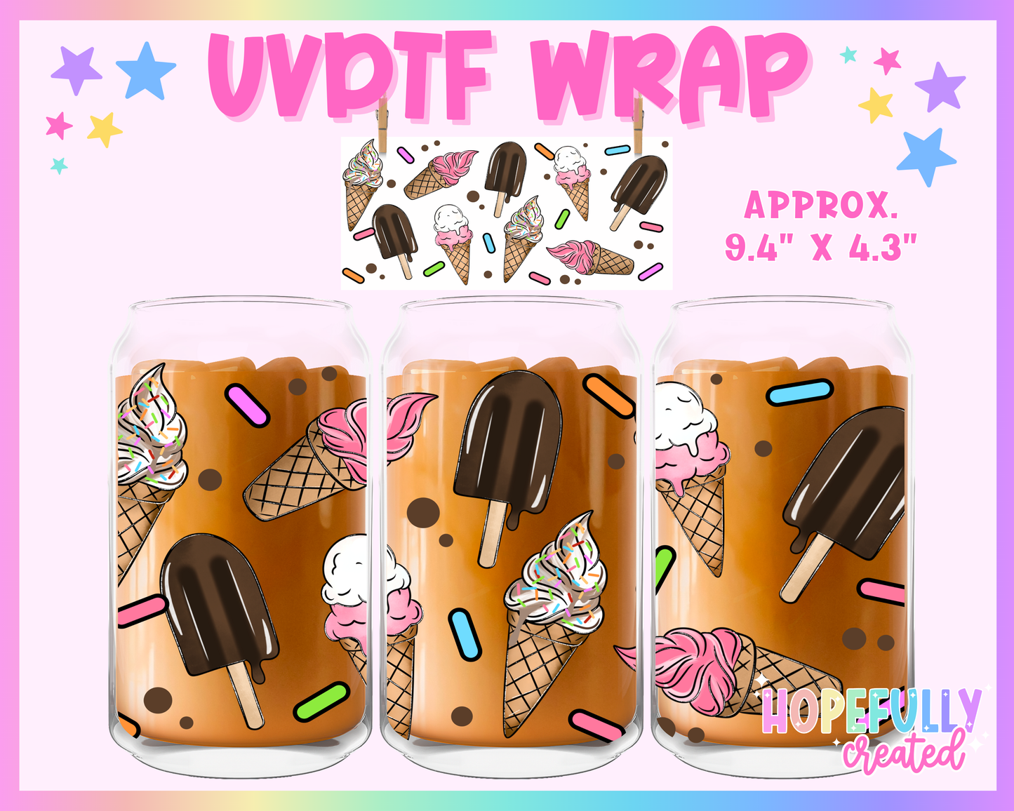 Ice Cream UVDTF Glass Can Wrap