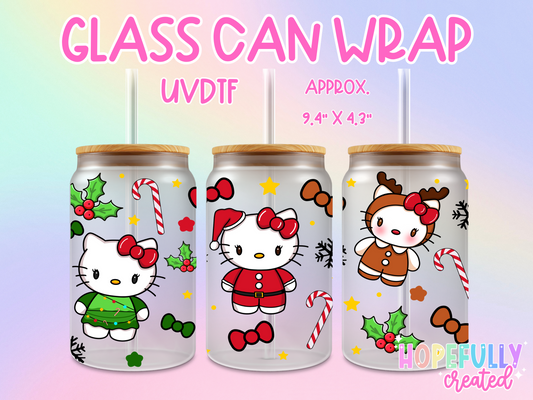 Christmas Kitty UVDTF Glass Can Wrap