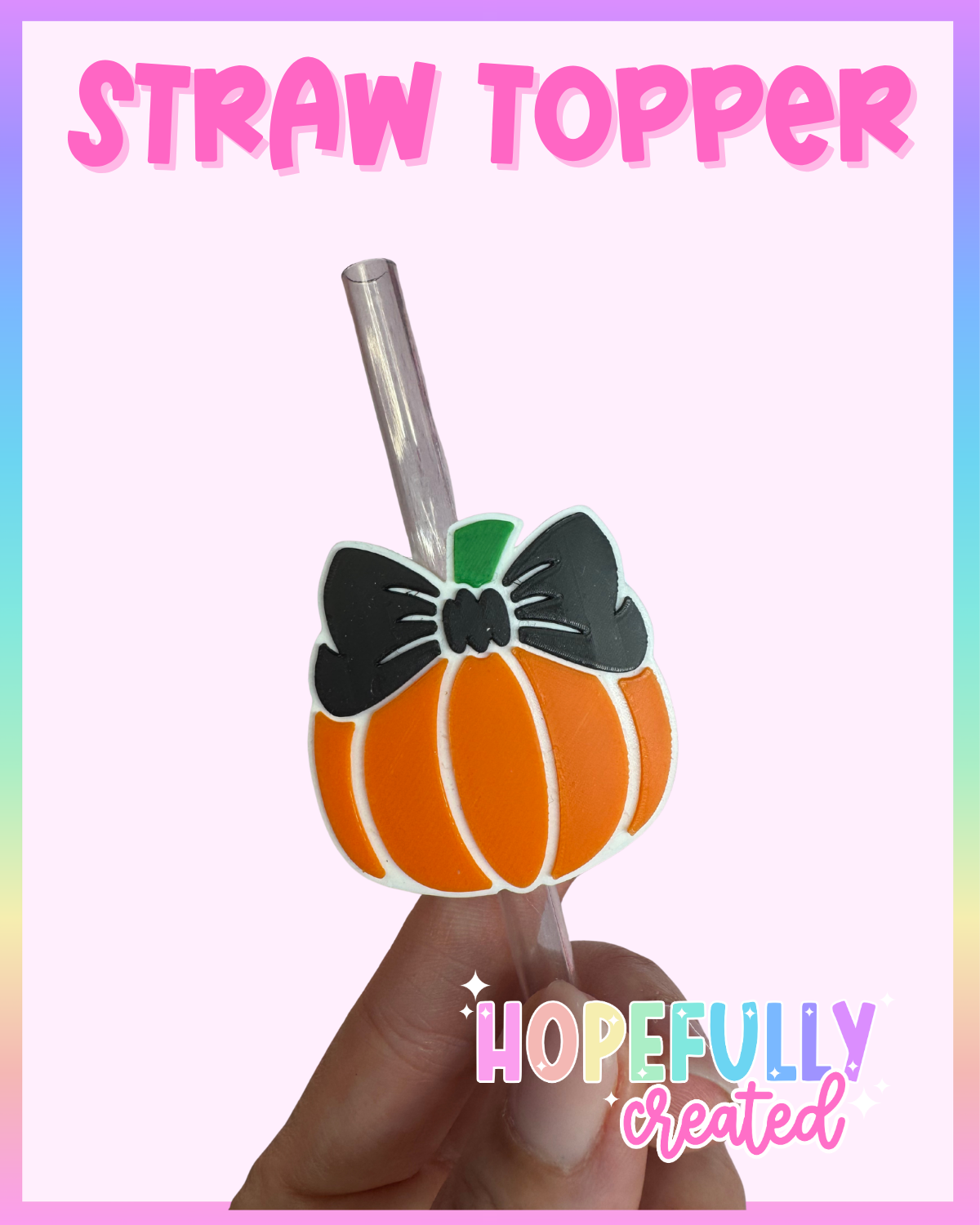 Pumpkin Bow Straw Topper