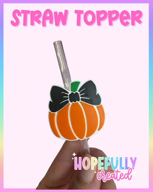 Pumpkin Bow Straw Topper