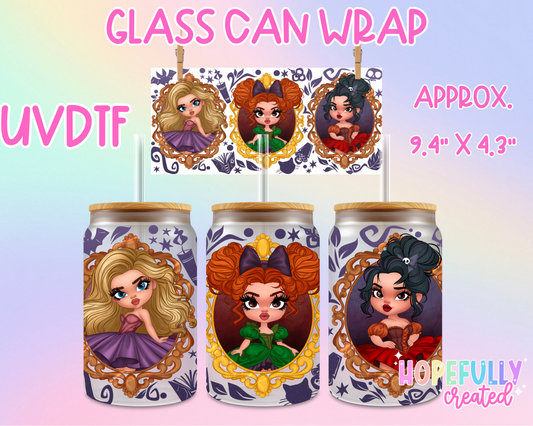 Sanderson Sisters Frames UVDTF Glass Can Wrap