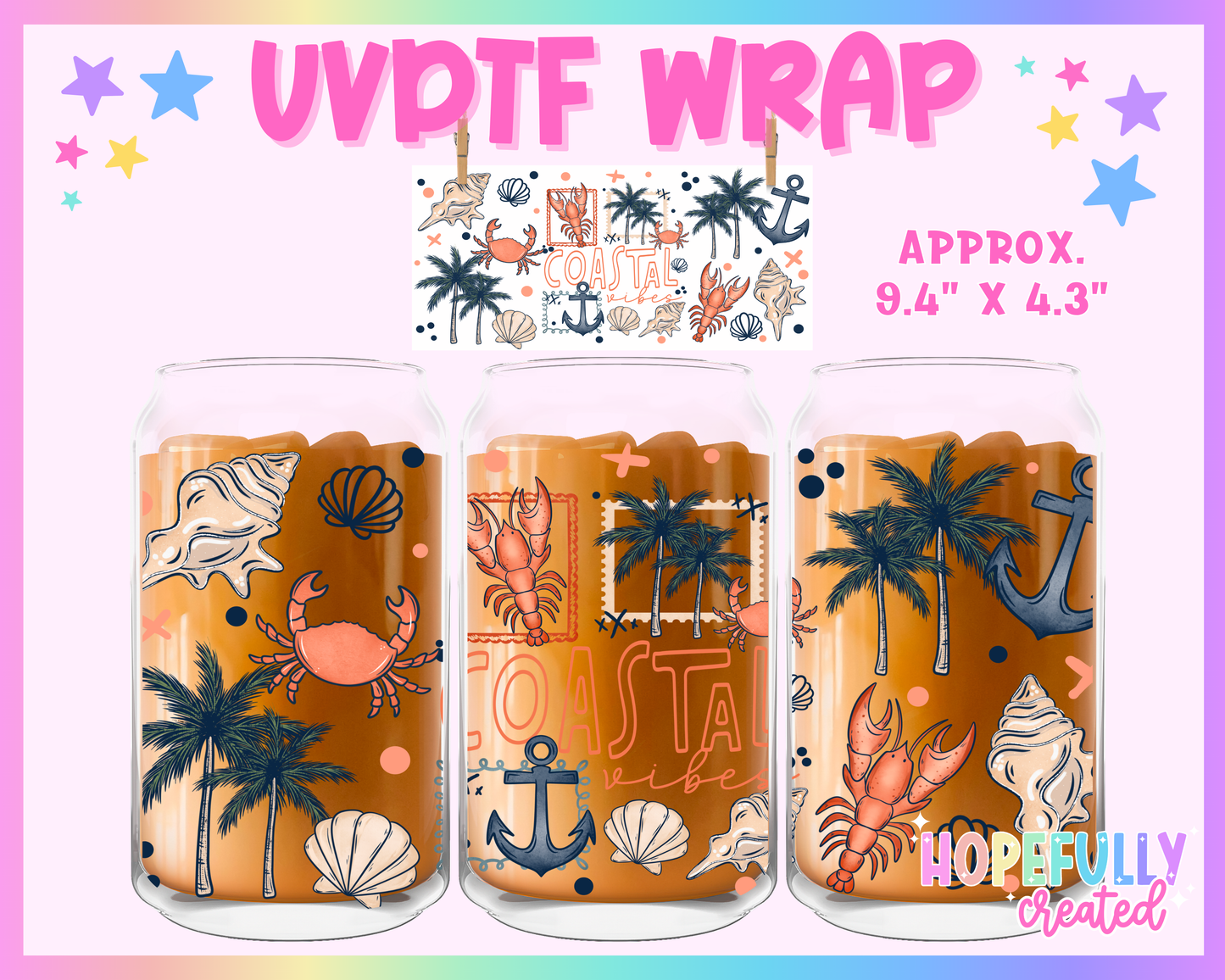 Coastal Vibes UVDTF Glass Can Wrap