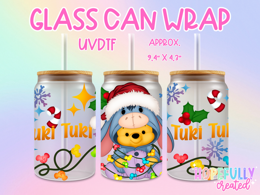 Christmas Donkey Bear UVDTF Glass Can Wrap