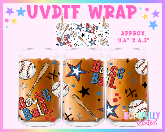 Baseball UVDTF Glass Can Wrap