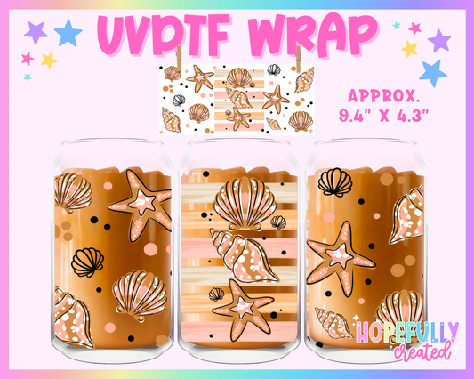 Seashells UVDTF Glass Can Wrap