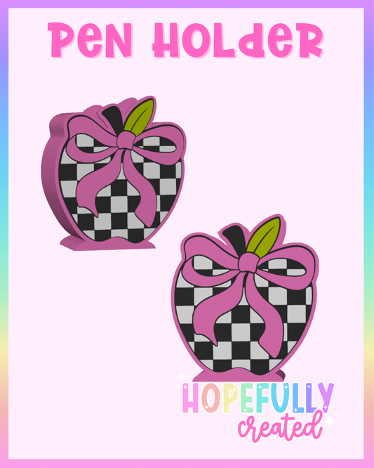 Checkered Apple Pen Holder