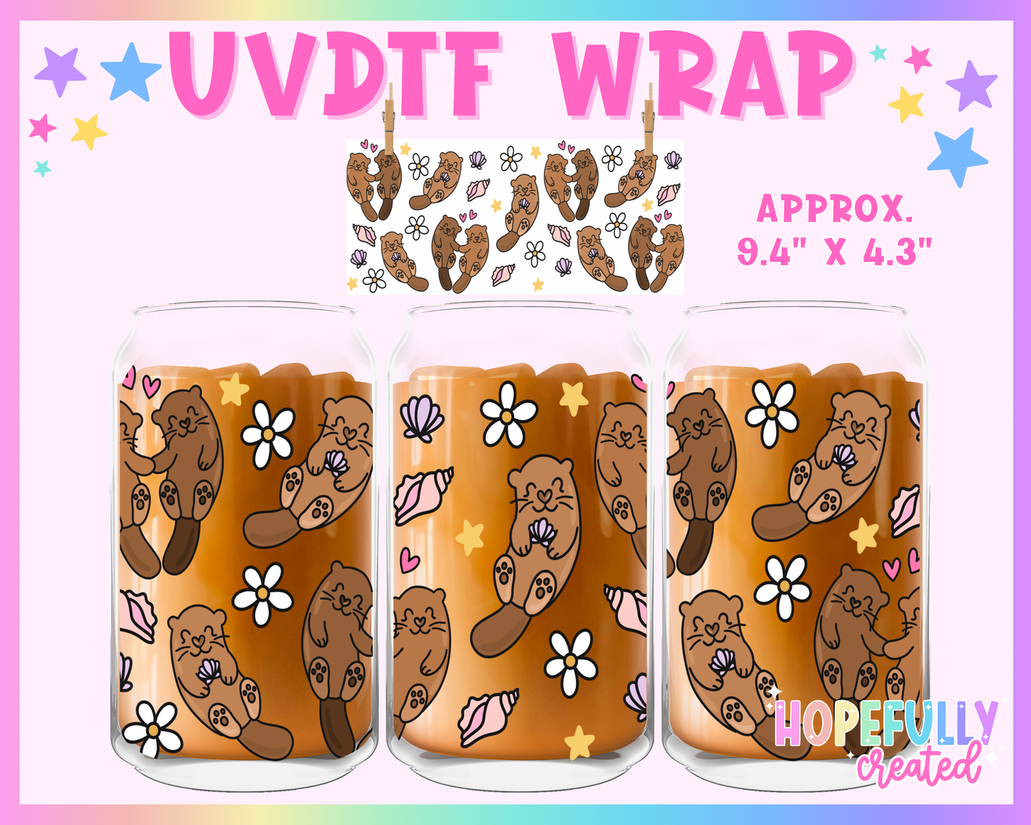 Otters UVDTF Glass Can Wrap