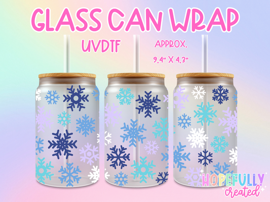 Snowflakes UVDTF Glass Can Wrap