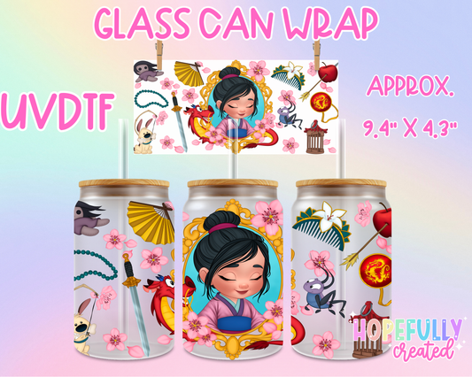 Mulan UVDTF Glass Can Wrap