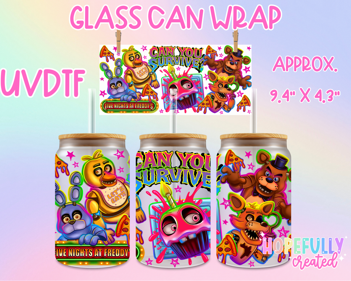 FNAF UVDTF Glass Can Wrap
