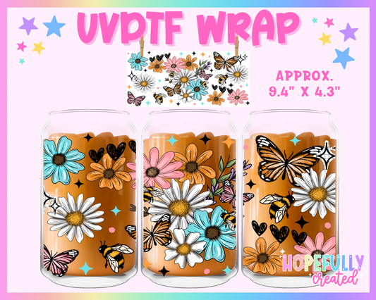 Floral UVDTF Glass Can Wrap