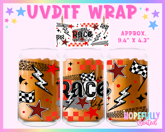 Race Life UVDTF Glass Can Wrap