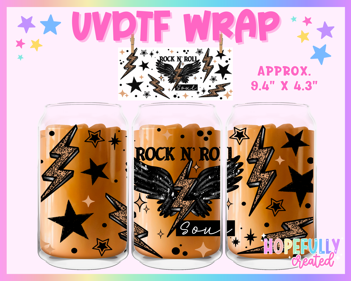 Rock N Roll Soul UVDTF Glass Can Wrap