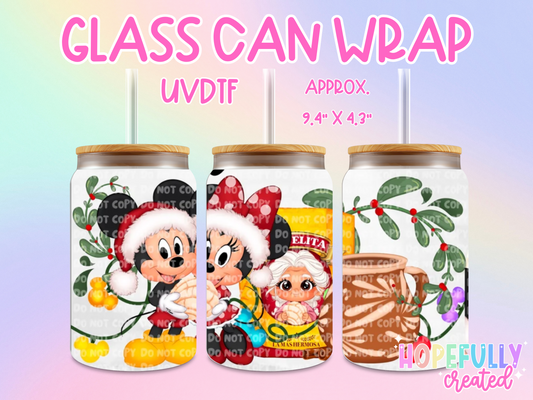 Christmas Mice UVDTF Glass Can Wrap