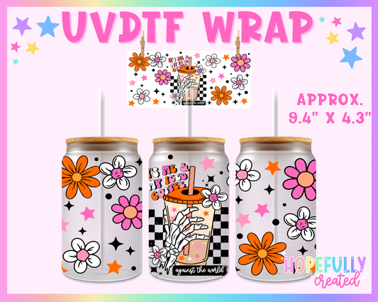 Skellie Iced Coffee UVDTF Glass Can Wrap