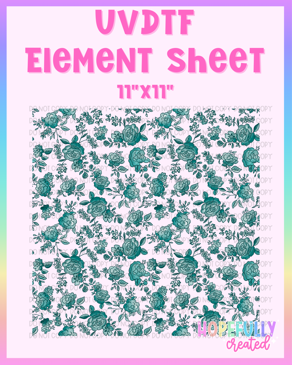 Teal Floral UVDTF Element Sheet