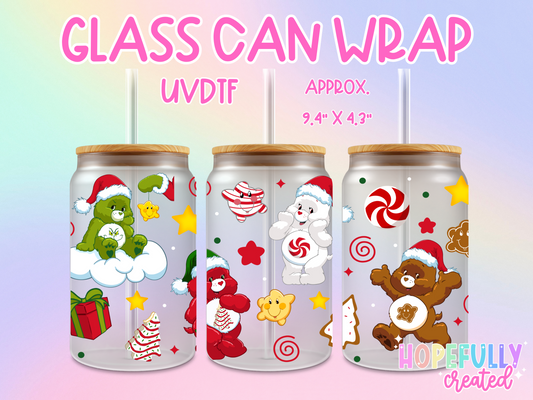 Christmas Bears UVDTF Glass Can Wrap