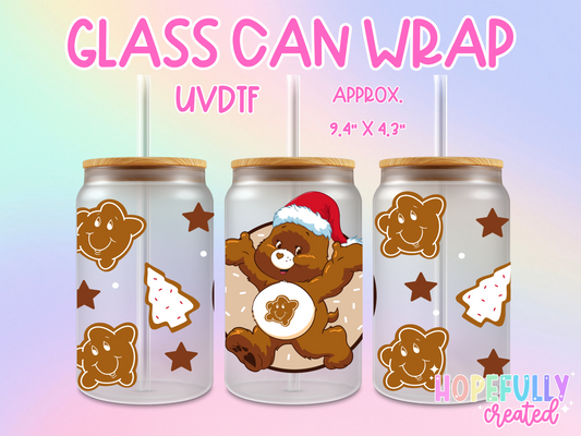 Gingerbread Bear UVDTF Glass Can Wrap