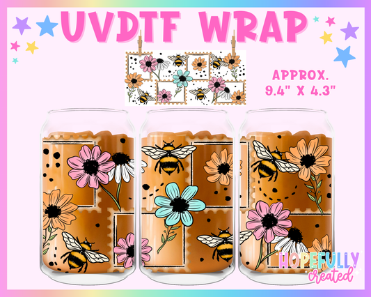 Floral Stamps UVDTF Glass Can Wrap