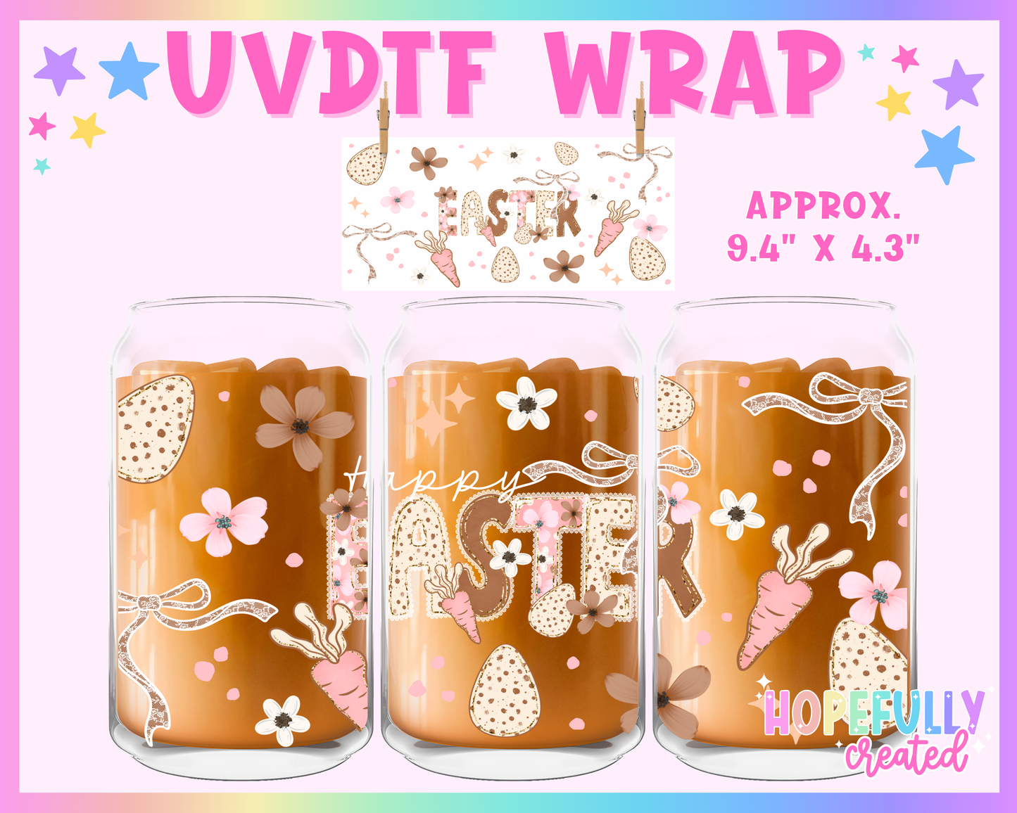 Happy Easter UVDTF Glass Can Wrap