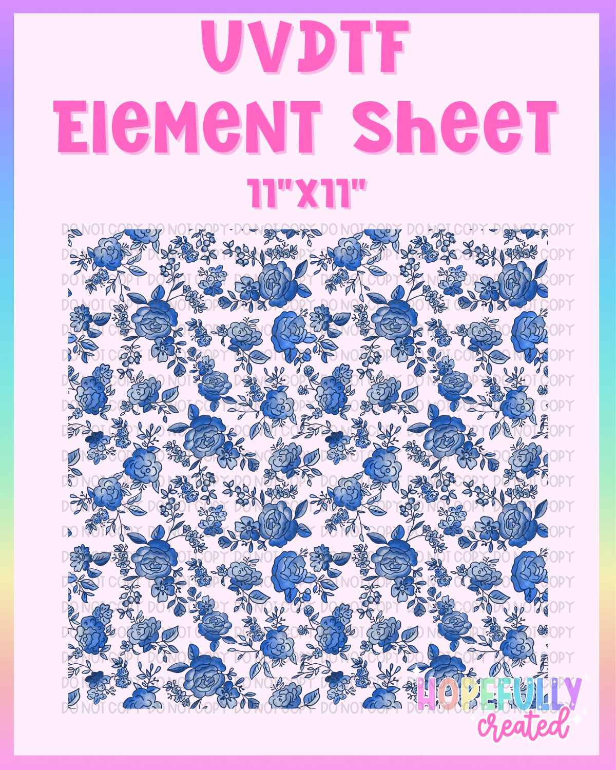 Dark Blue Floral UVDTF Element Sheet