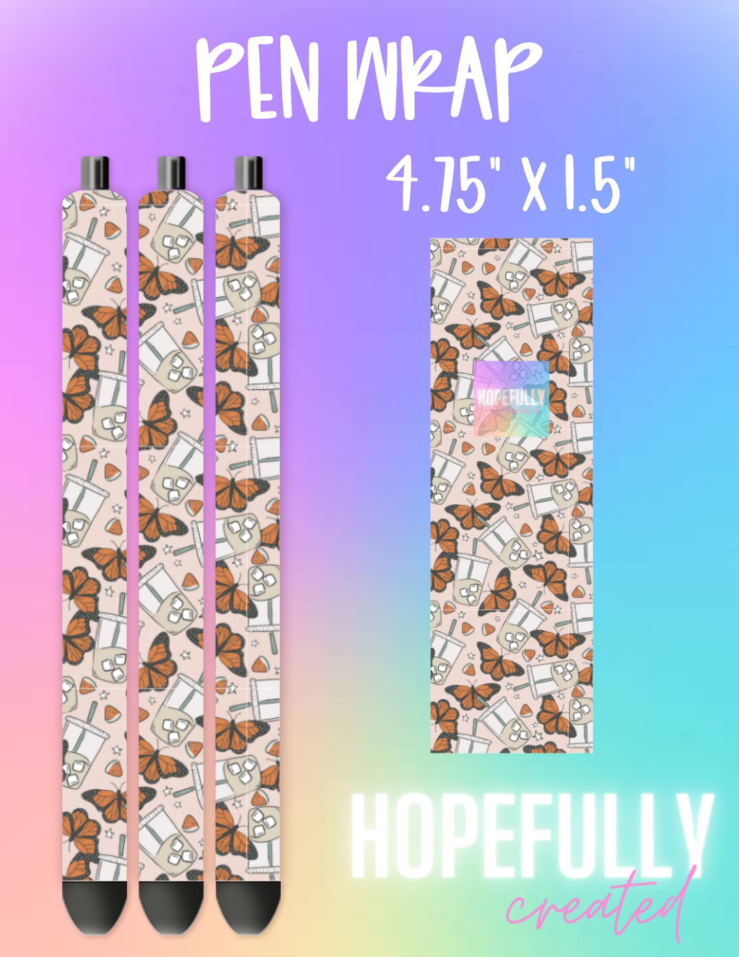 Iced Coffee and Butterflies Pen Wrap-1058