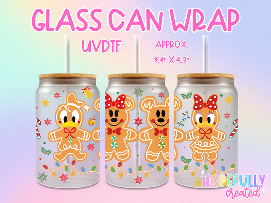 Gingerbread Mouse Friends UVDTF Glass Can Wrap