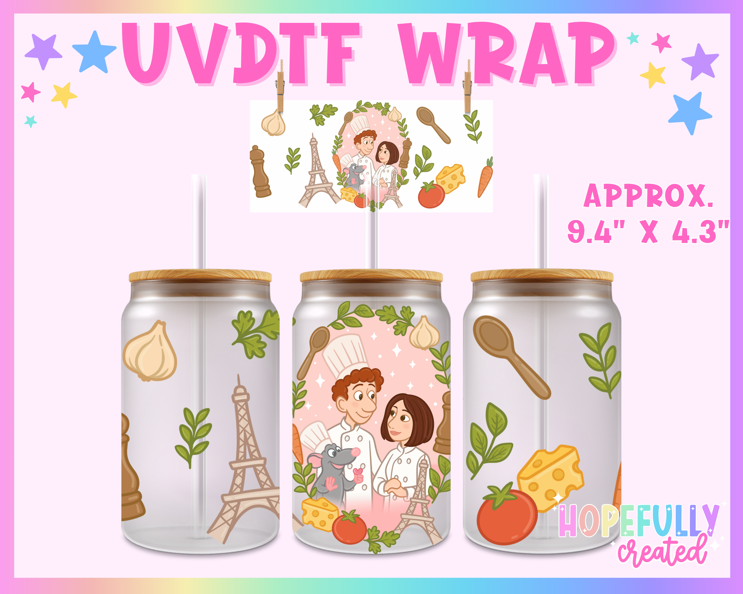 Mouse Chef  UVDTF Glass Can Wrap