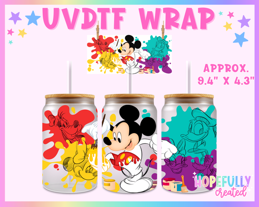 Colorful Mouse UVDTF Glass Can Wrap