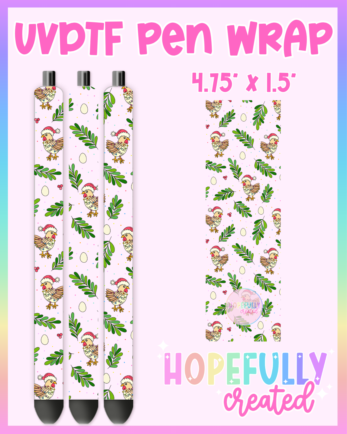 Christmas Chickens UVDTF Pen Wrap