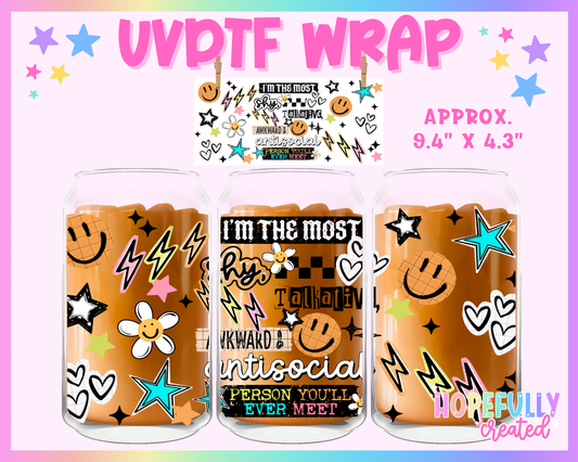 Shy Talkative Awkward Antisocial Person UVDTF Glass Can Wrap