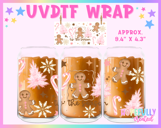 Gingerbread Tis' the Season UVDTF Glass Can Wrap