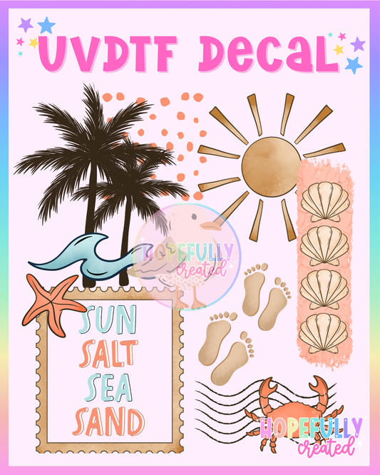 Sun Salt Sea Sand UVDTF Decal