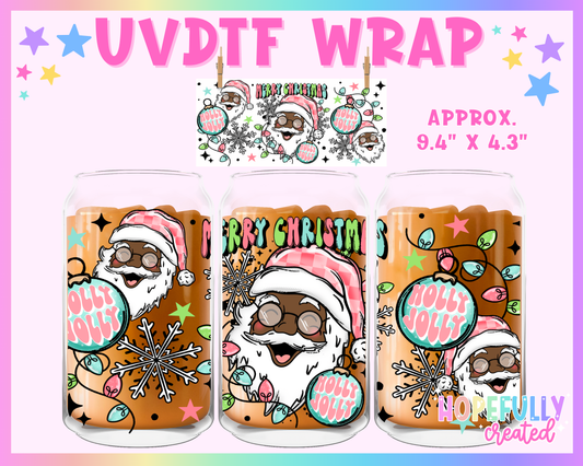 Checker Santa (Dark Skin) UVDTF Glass Can Wrap
