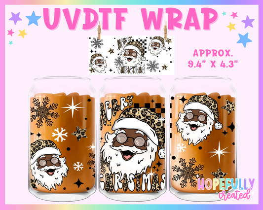Leopard Santa (Dark Skin) UVDTF Glass Can Wrap