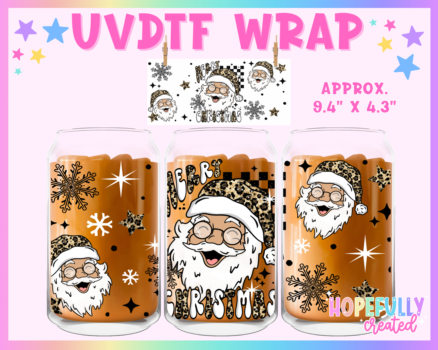 Leopard Santa (Light Skin) UVDTF Glass Can Wrap
