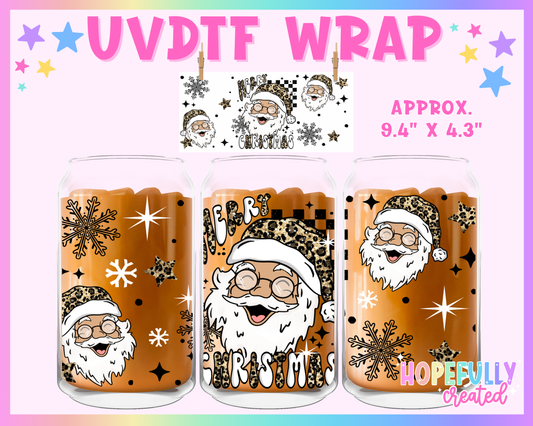 Leopard Santa (Light Skin) UVDTF Glass Can Wrap