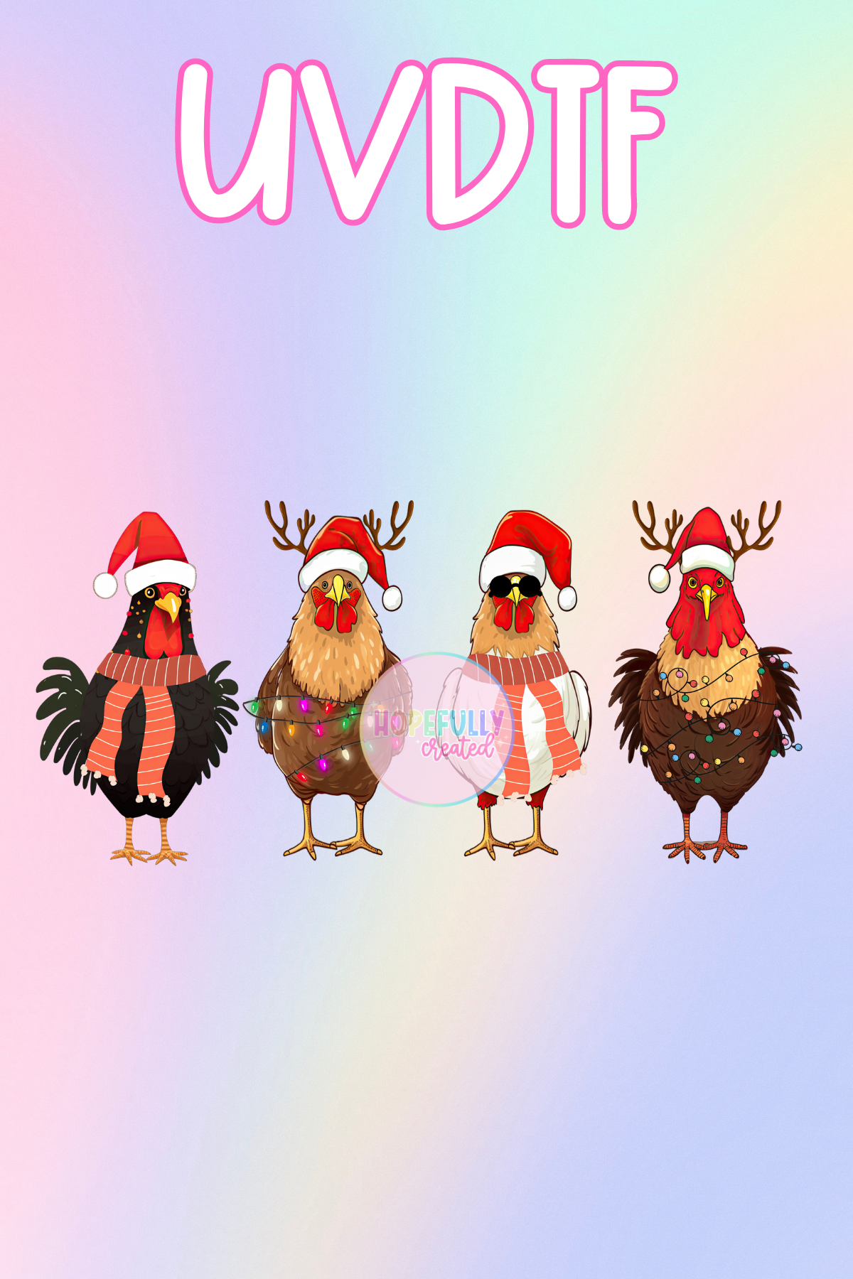 Christmas Chickens UVDTF Decal