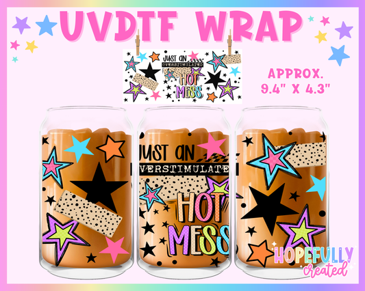 Hot Mess UVDTF Glass Can Wrap