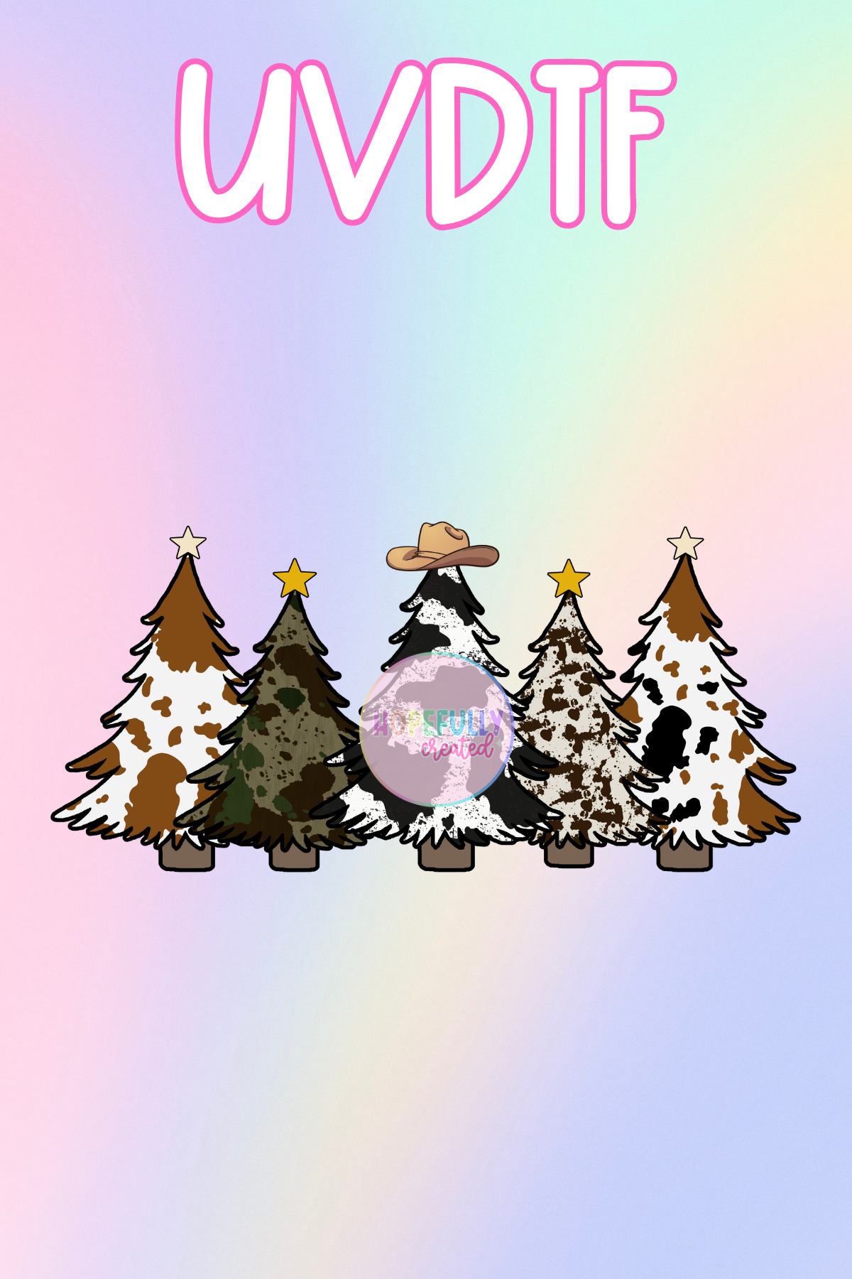 Western Christmas Trees UVDTF Decal