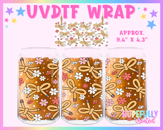 Pencil Bows UVDTF Glass Can Wrap