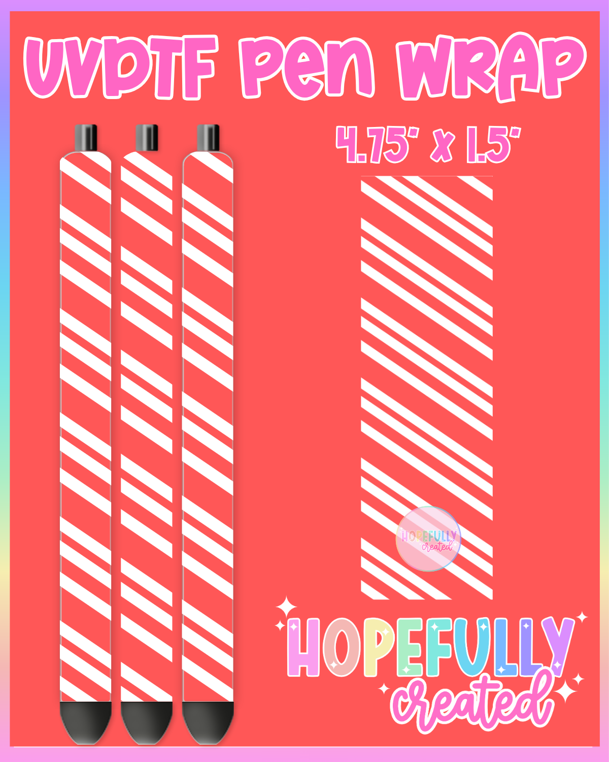 Candy Cane Stripes (Small) UVDTF Pen Wrap