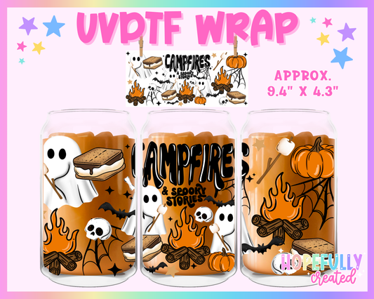 Spooky Stories Campfire UVDTF Glass Can Wrap