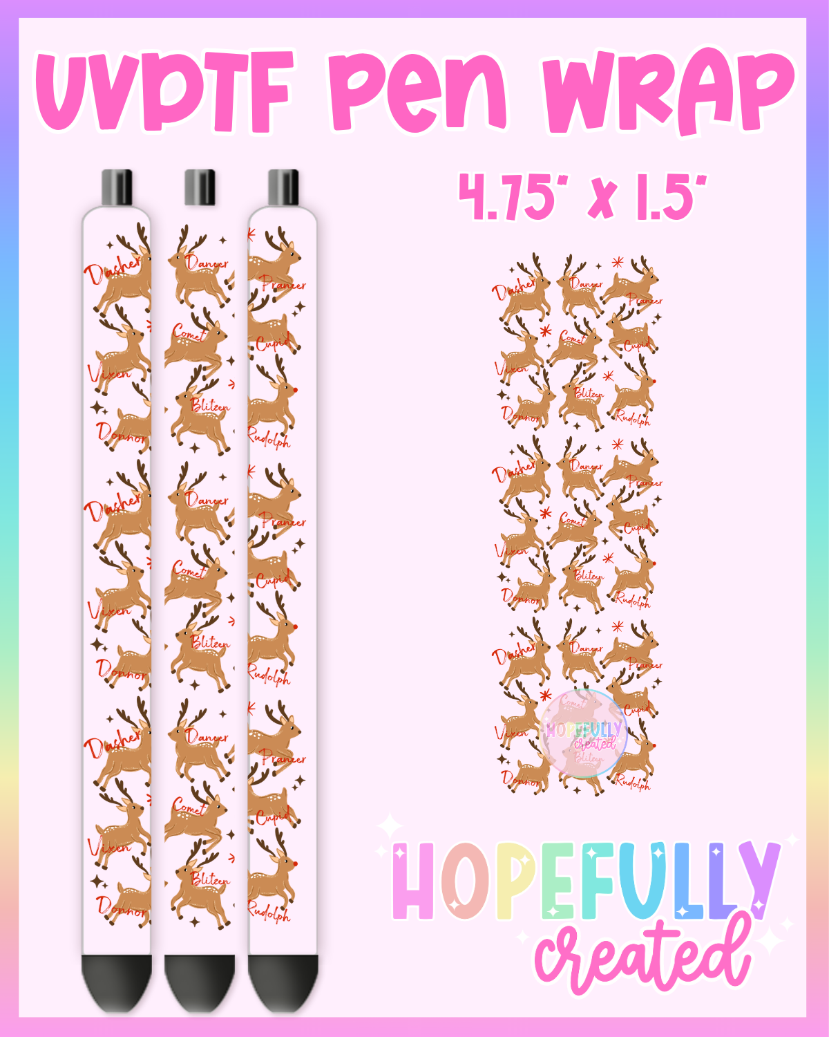 Reindeer UVDTF Pen Wrap