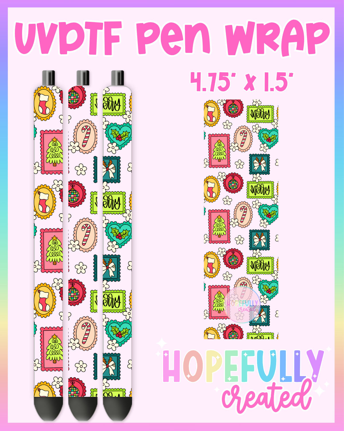 Christmas Stamps UVDTF Pen Wrap
