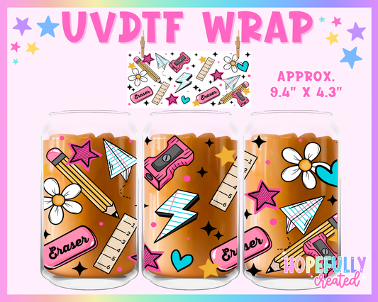 School UVDTF Glass Can Wrap