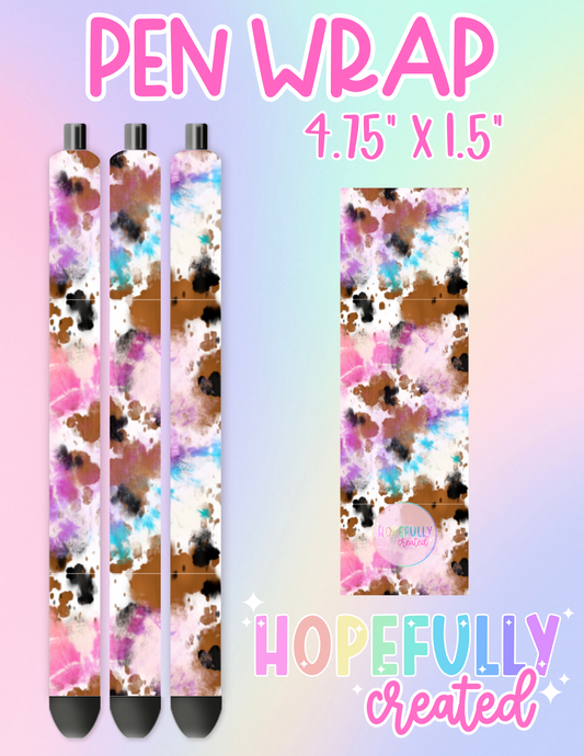Tie Dye Cow Print Pen Wrap-2713