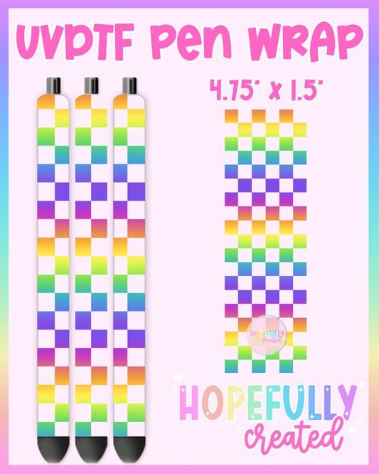 Rainbow Checker (Small) UVDTF Pen Wrap