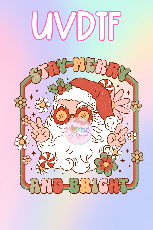 Merry and Bright UVDTF Decal