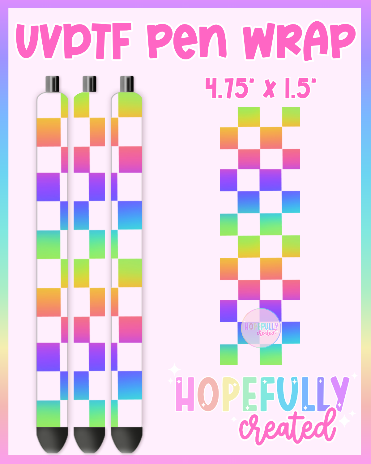 Rainbow Checker (Large) UVDTF Pen Wrap